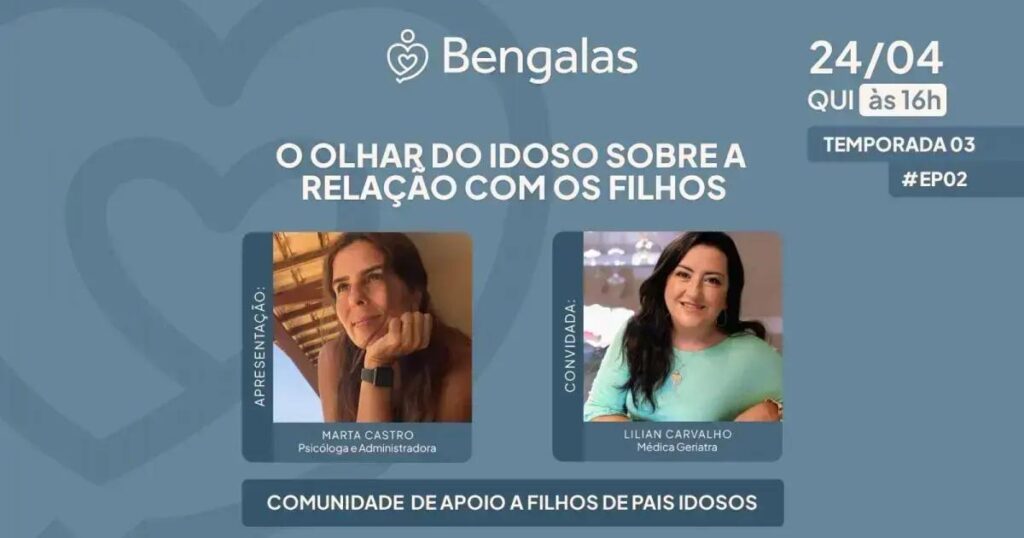 Bengalas Podcast discute a relação dos idosos com filhos apresentados por Lilian Carvalho