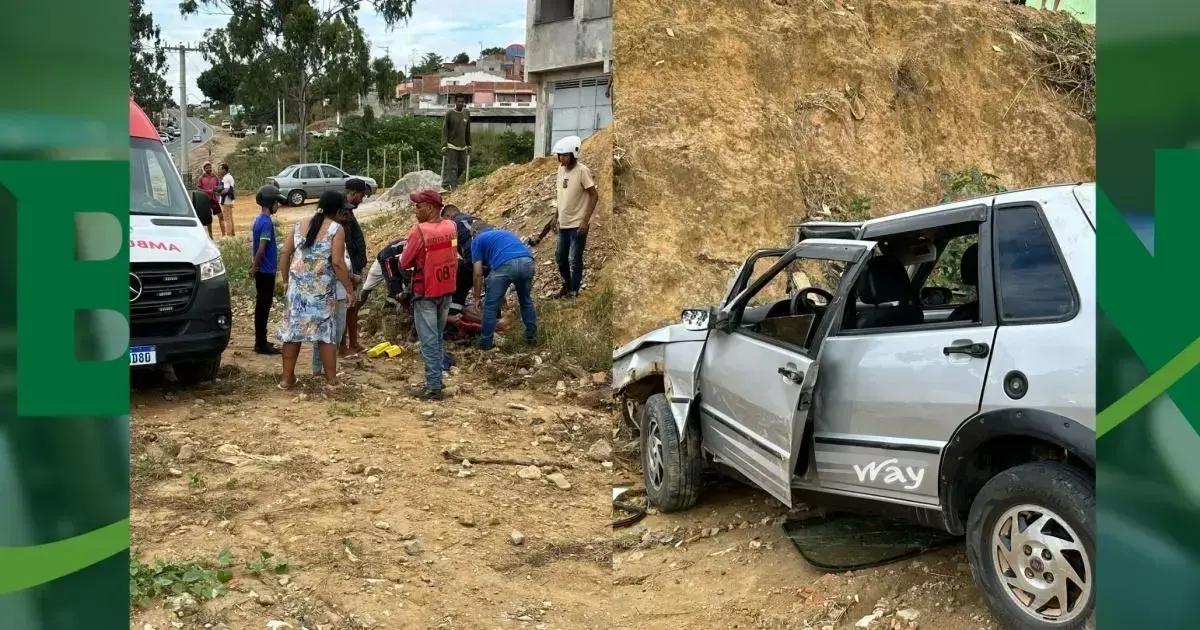 Jovem capota veículo após perder controle na BR-420 em Jaguaquara