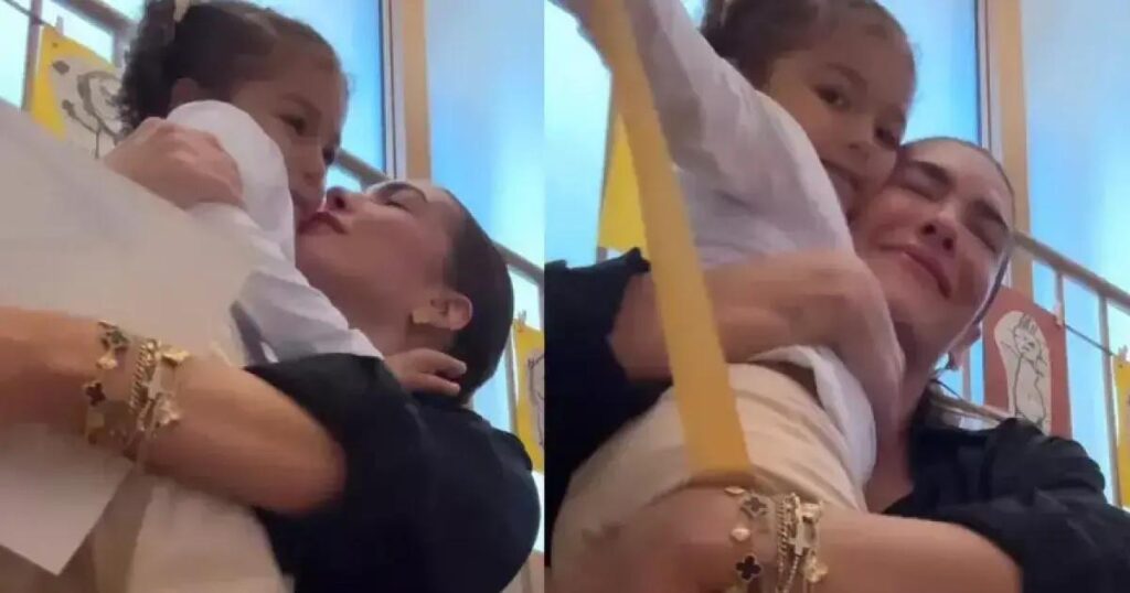 Lore Improta se emociona ao receber homenagem da filha na escola