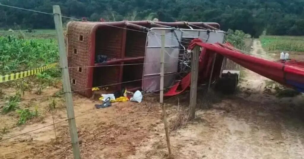 Balão com 35 passageiros cai em São Paulo e deixa 1 morto
