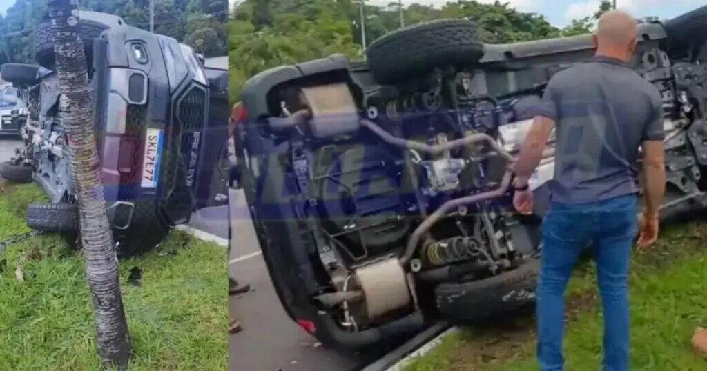 Caminhonete de luxo capota e atinge veículos na Avenida Luís Eduardo Magalhães