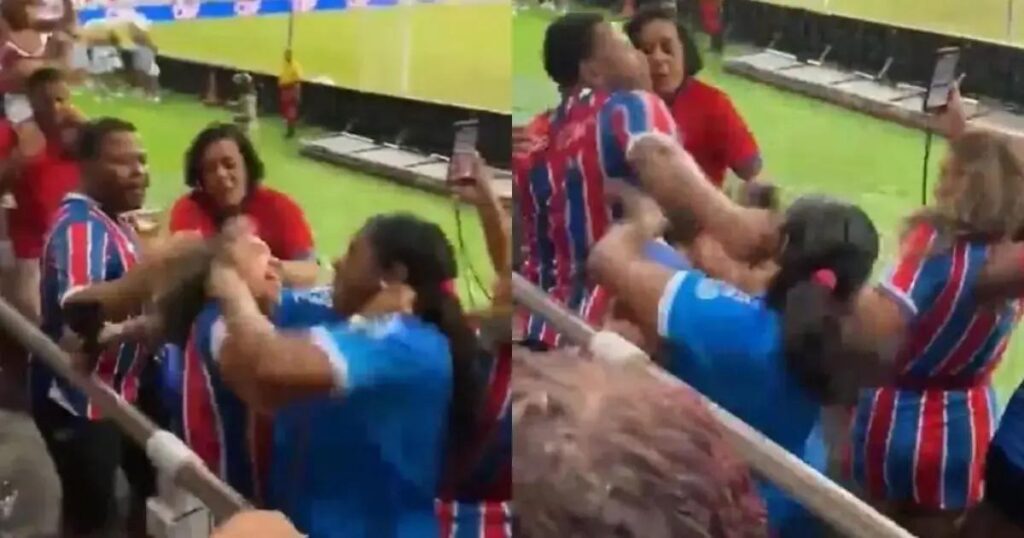 Homem é flagrado agredindo duas mulheres na Arena Fonte Nova durante briga