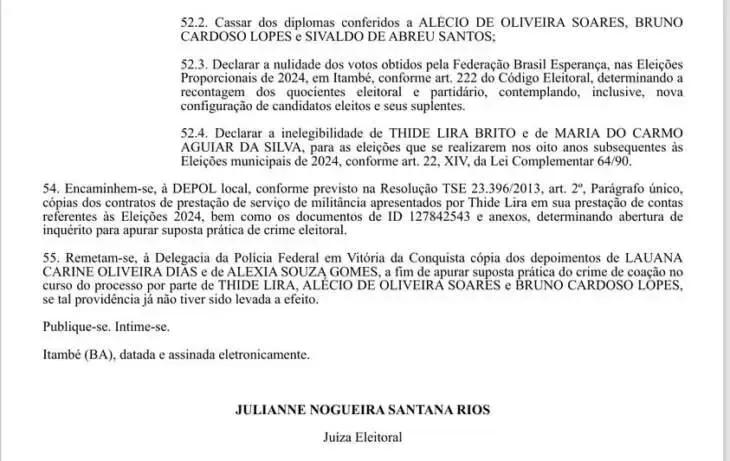 Justiça determina cassação de vereadores de Itambé por fraude eleitoral