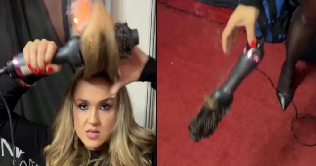 Mayara Santana tem cabelo queimado em show após acidente com escova