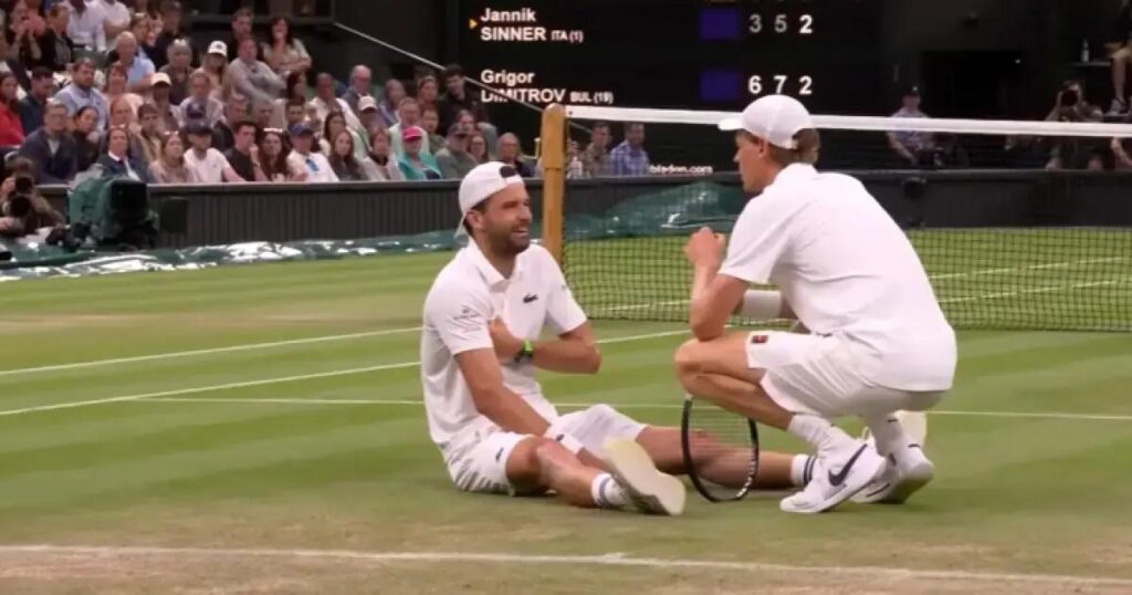 Dimitrov abandona partida e Sinner avança para as quartas de Wimbledon