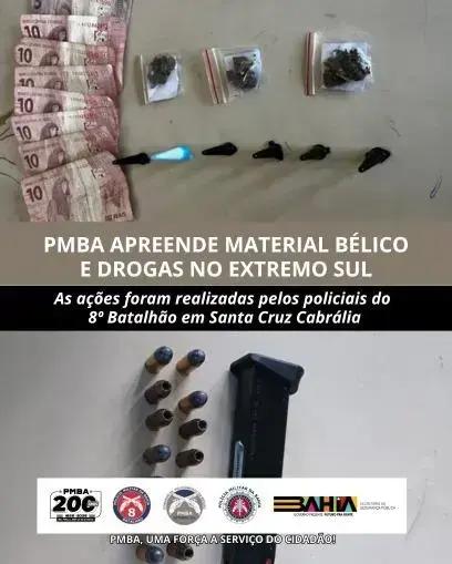 Polícia apreende drogas e armamento em Santa Cruz Cabrália