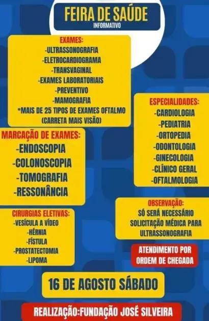 Feira de Saúde em Itarantim: atendimentos gratuitos neste sábado
