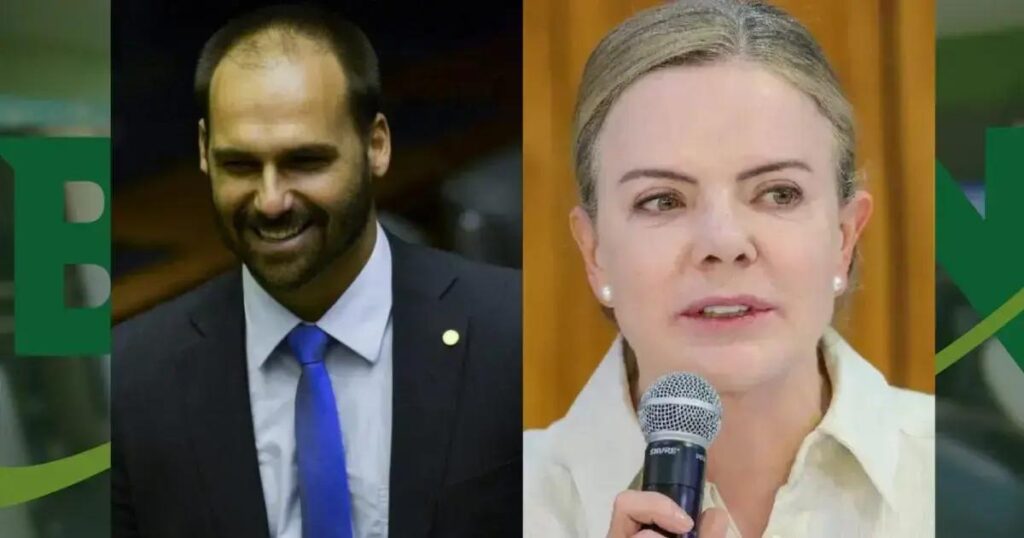 Gleisi Hoffmann labela Eduardo Bolsonaro como traidor da pátria no Congresso