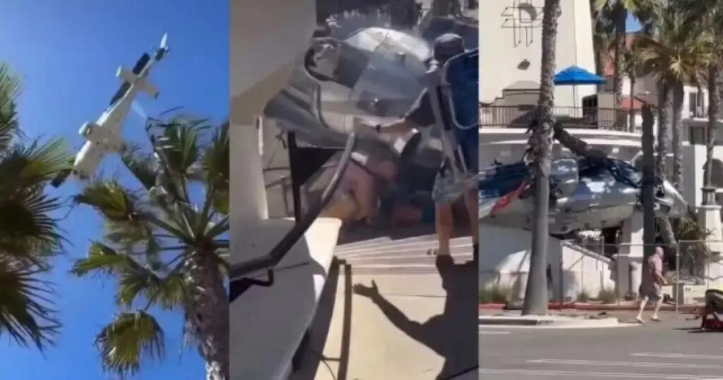 Helicóptero cai em praia da Califórnia e deixa cinco pessoas feridas