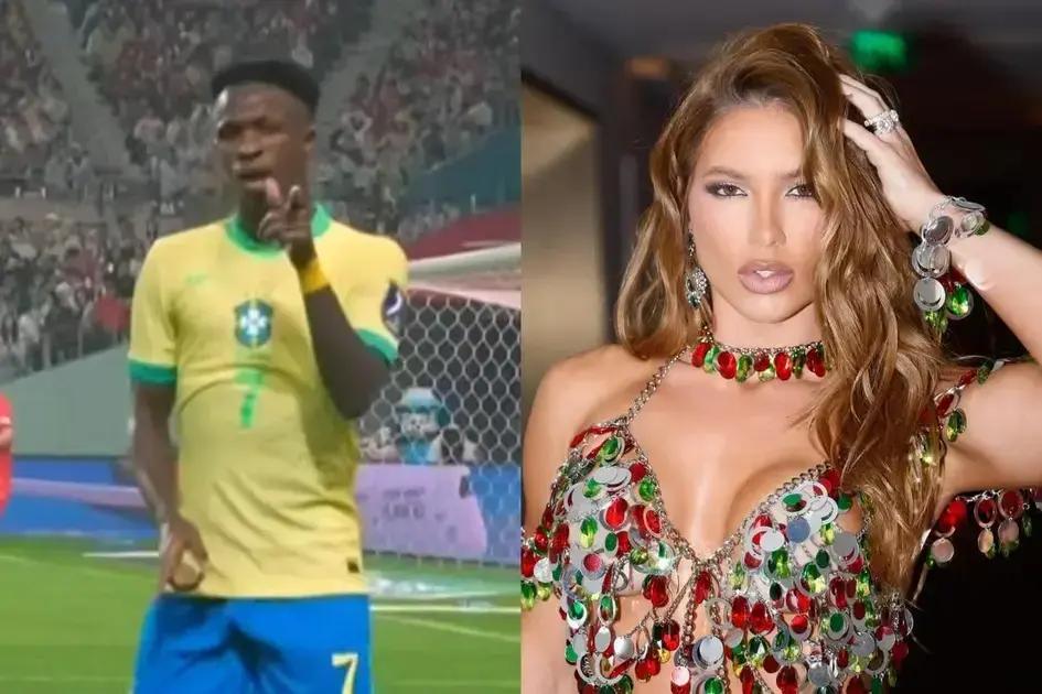 Vini Jr manda beijinho após gol e web especula indireta para Virginia Fonseca