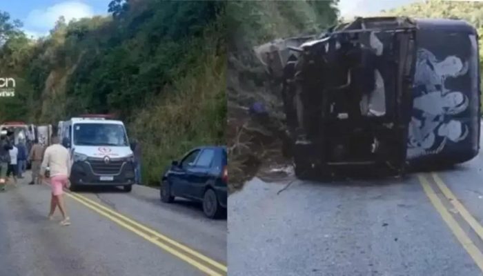 Acidente com ônibus da banda Coração Cigano deixa feridos na BR-634