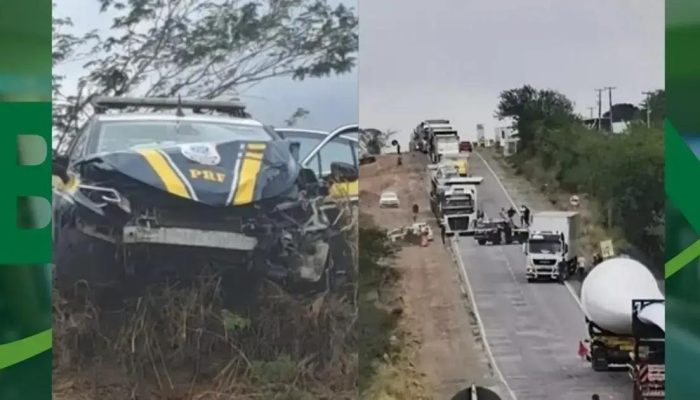 Acidente com viatura da PRF causa engarrafamento na BR-116 no norte da Bahia
