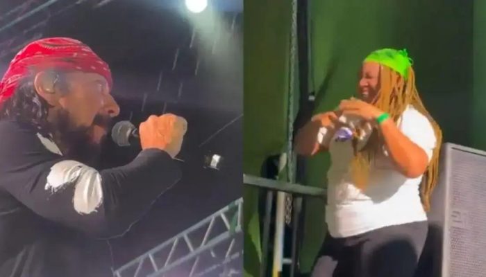 Bell Marques fica surpreso com intérprete de Libras durante show