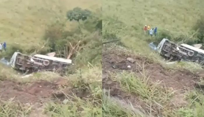 Caminhão capota na BA-046 e motorista fica ferido em Santo Antônio de Jesus