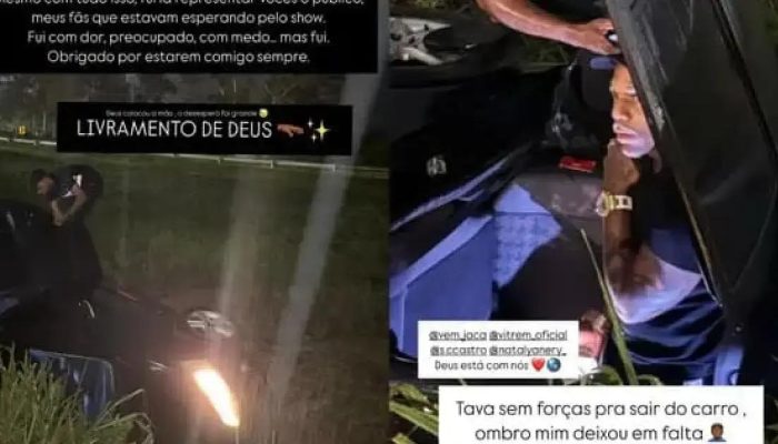 Cantor Polly do Oh Polêmico capota carro e se apresenta na Micareta de Feira