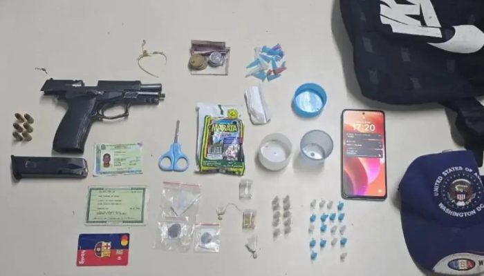 Dois homens são detidos com pistola e entorpecentes em Jauá