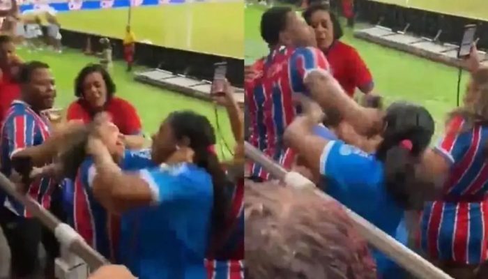 Homem é flagrado agredindo duas mulheres na Arena Fonte Nova durante briga