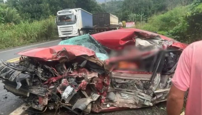Idoso de 77 anos morre em colisão entre carro e caminhão na BR-101