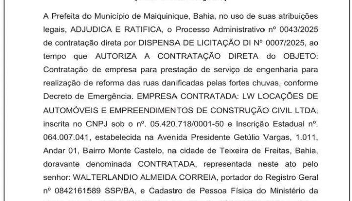 Indignação em Maiquinique: Prefeitura contrata empresa, mas obras estão paradas
