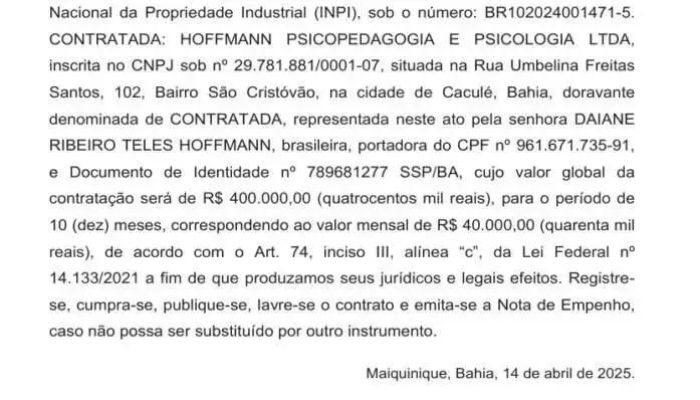 Maiquinique demite trabalhadores enquanto contrata empresa de R$ 400 mil