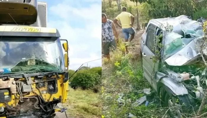 Motorista morre em colisão entre carro e caminhão na BR-324