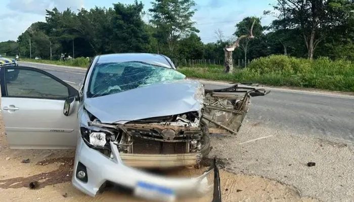 Motorista perde controle e colide com caminhão na BR-367 em Porto Seguro