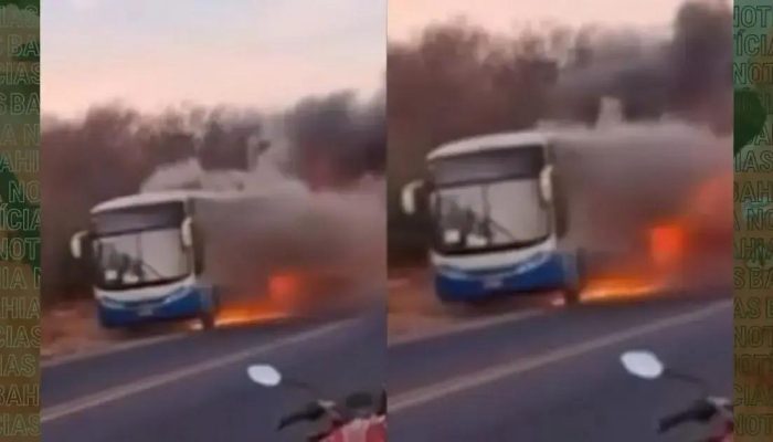 Ônibus pega fogo entre Guanambi e Caetité, mas ninguém se feriu