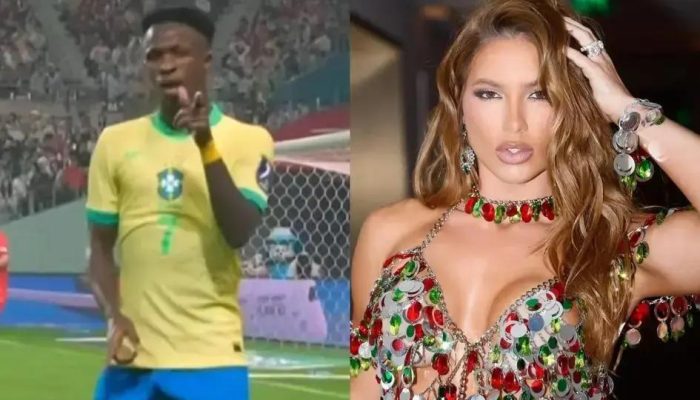 Vini Jr manda beijinho após gol e web especula indireta para Virginia Fonseca